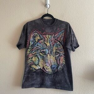 The Mountain Zion National Park Wolf Graphic Tie Dye  Dean Russo Mens Medium